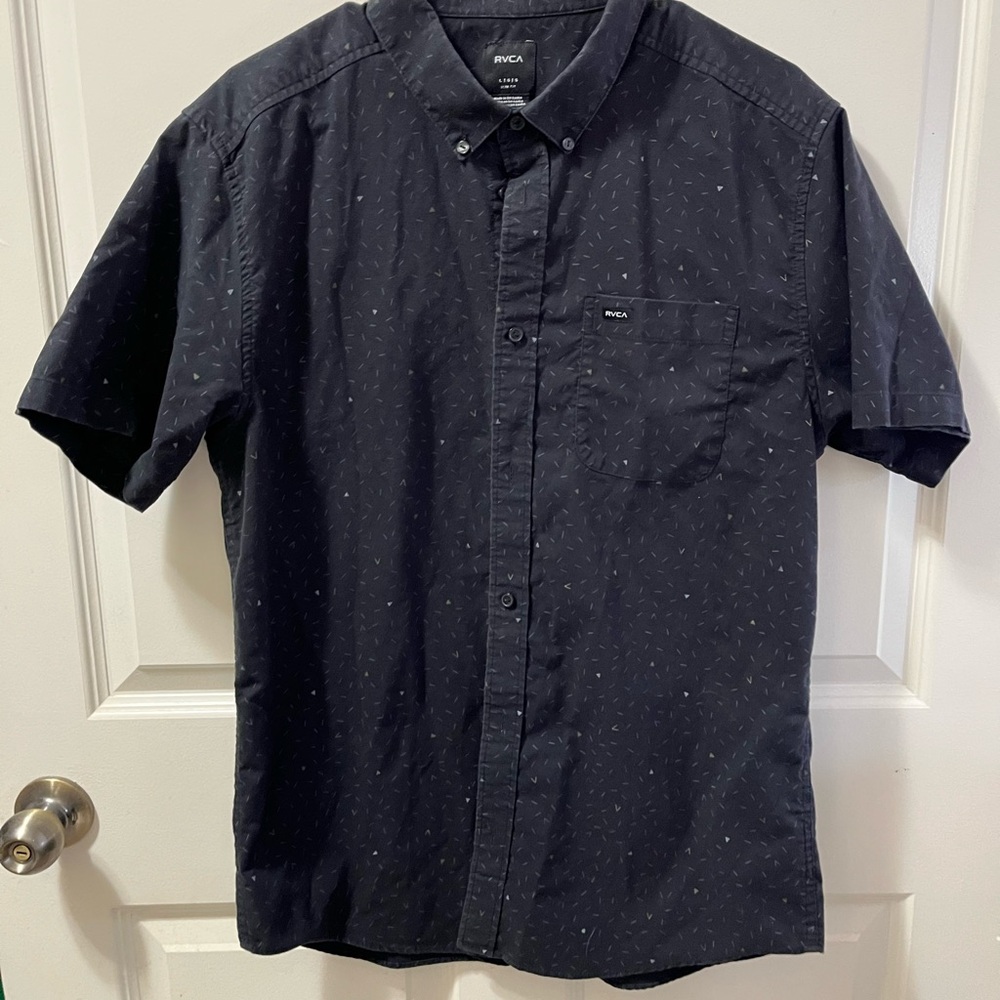 RVCA Black Short Sleeve Button-Up Shirt